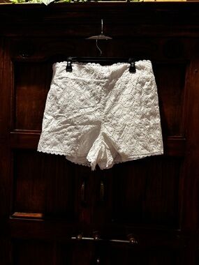 SHEIN White High-Rise Eyelet Lace Shorts classic minimal capsule size 2XL